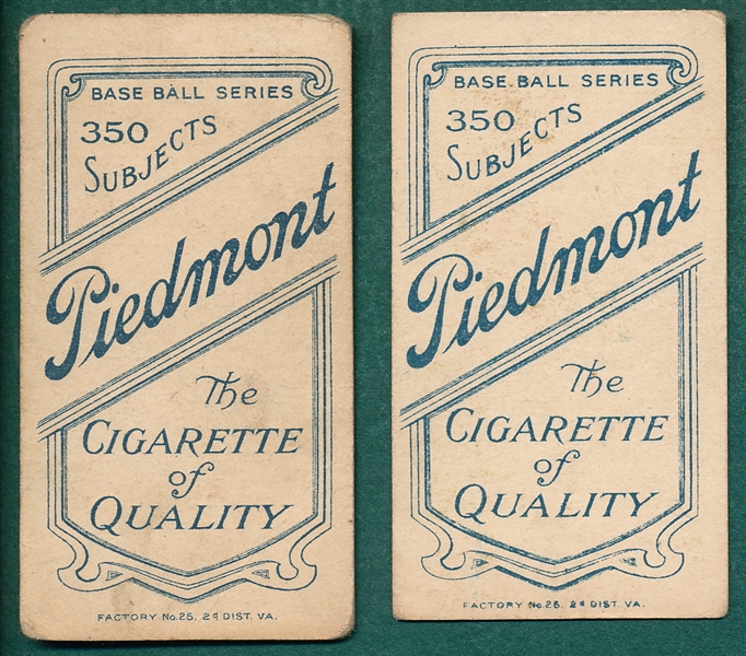 1909-1911 T206 Groom & Tannenhill, Piedmont Cigarettes, Lot of (2) *Name Top & Bottom*