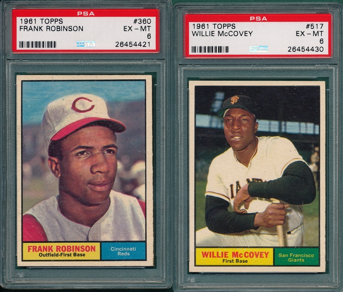 1961 Topps #360 Frank Robinson & #517 Willie McCovey, Lot of (2) PSA 6