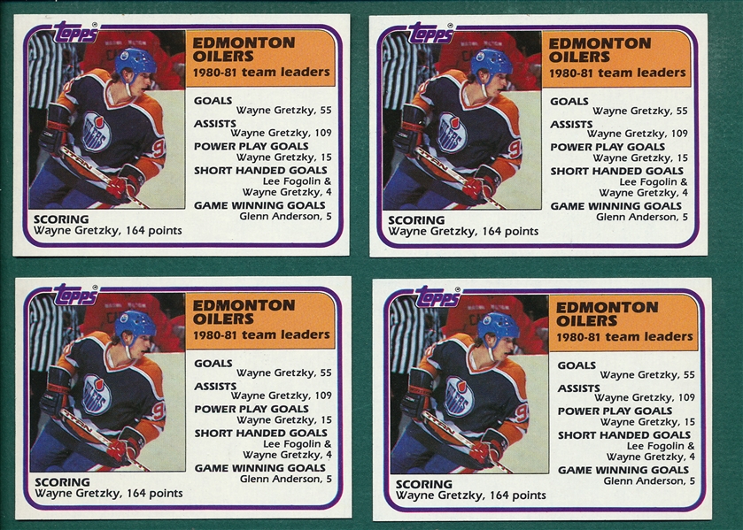 1981-82 Topps Hockey #52 Wayne Gretzky, Team Leader, Lot of (25)