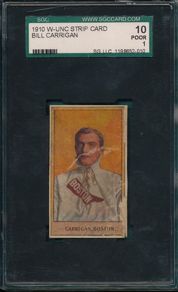 1910 W-UNC Strip Card Bill Carrigan SGC 10