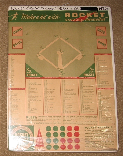 1930s Rocket Gasoline Baseball Game Poster