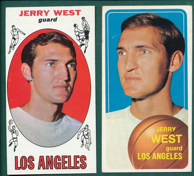 1969-71 Topps BSKT Jerry West , Lot of (2)