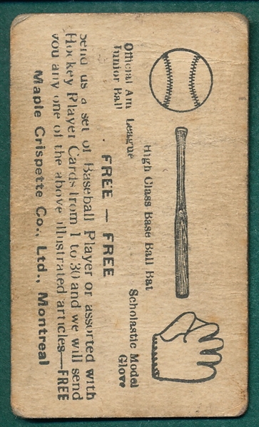 1923 Maple Crispette #29 Bill Wambsganss