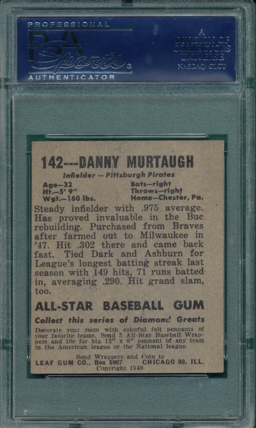 1948-49 Leaf #142 Danny Murtaugh PSA 6 *SP*
