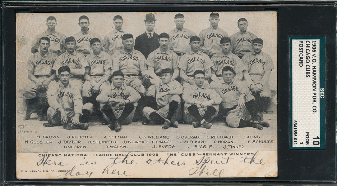 1906 Chicago Cubs, V. O. Hammon Pub. Co SGC 10