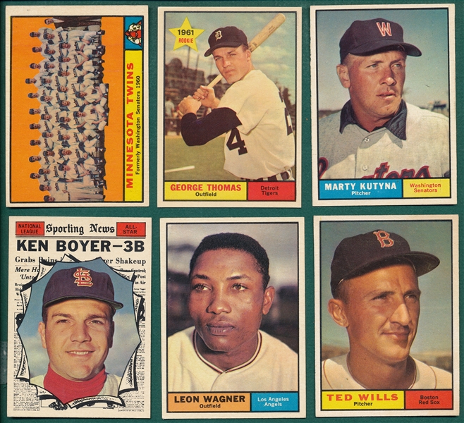 1961 Topps Lot of (6) High Numbers W/ #542 MN Twins Team