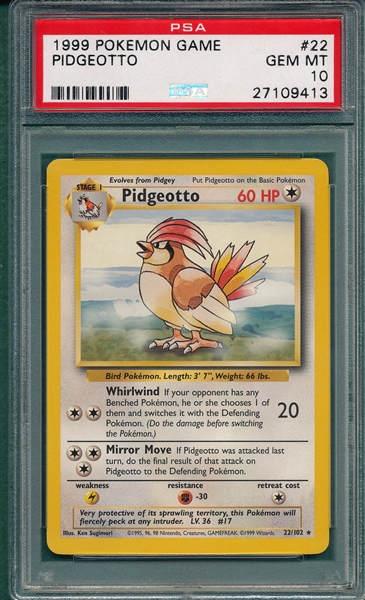 1999 Pokemon Game #22 Pidgeotto PSA 10 *GEM MINT*