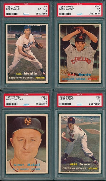 1957 Topps Lot of (4) W/ #5 Maglie PSA
