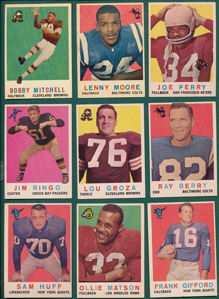 1959 Topps Football Complete Set (176) W/ Jim Brown PSA 6