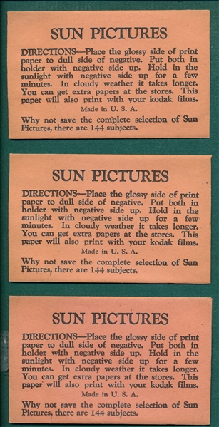 1931 Sun Pictures Negatives Lot of (3) Unopened Packages