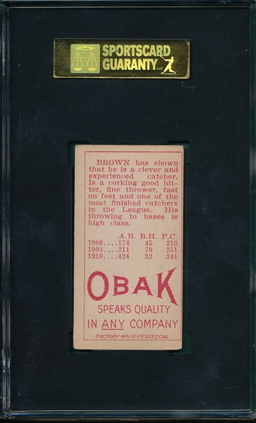1911 T212-3 Brown Obak Cigarettes SGC 50