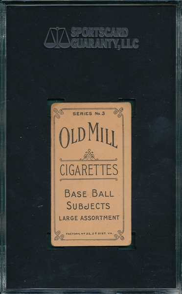 1910 T210-3 Billiard Old Mill Cigarettes SGC 40 *Orange Border*