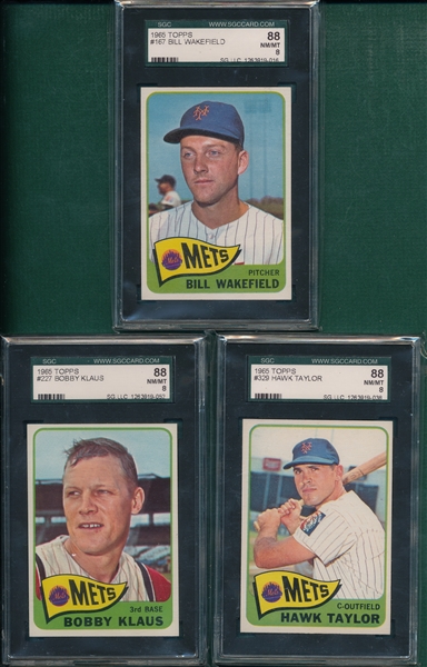 1965 Topps Lot of (5) Mets W/ #329 Taylor, SGC 88