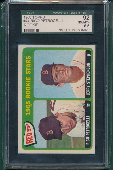 1965 Topps #74 Red Sox Rookies W/ Petrocelli SGC 92