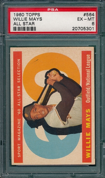 1960 Topps #564 Willie Mays, AS PSA 6 *Hi #*