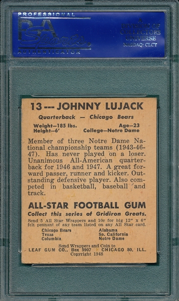 1948 Leaf FB #13 Johnny Lujack PSA 5 *Rookie*