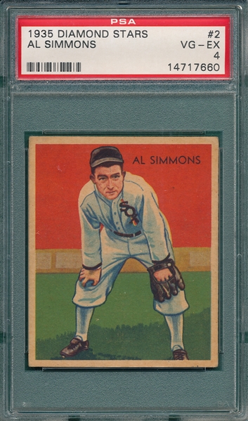 1934-36 Diamond Stars #2 Al Simmons PSA 4
