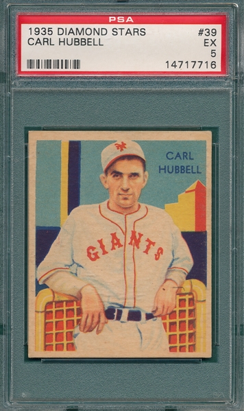 1934-36 Diamond Stars #39 Carl Hubbell PSA 5