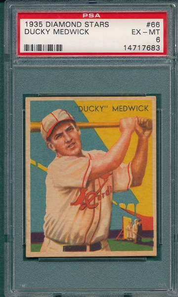 1934-36 Diamond Stars #66 Ducky Medwick PSA 6