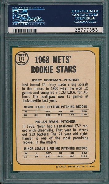 1968 Topps #177 Nolan Ryan PSA 6 *Rookie*
