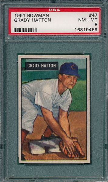 1951 Bowman #47 Grady Hatton PSA 8