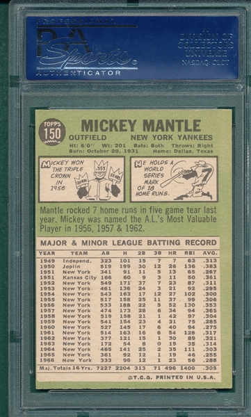 1967 Topps #150 Mickey Mantle PSA 8 (OC)