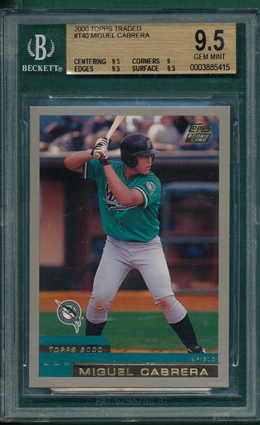2000 Topps Traded #T40 Miguel Cabrera BGS 9.5 *GEM MINT* *Rookie*