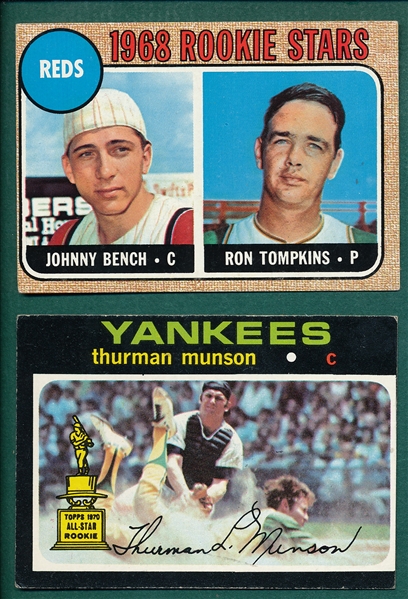 1968 Topps #247 Bench, Rookie & 1971 Topps #5 Munson, Lot of (2)