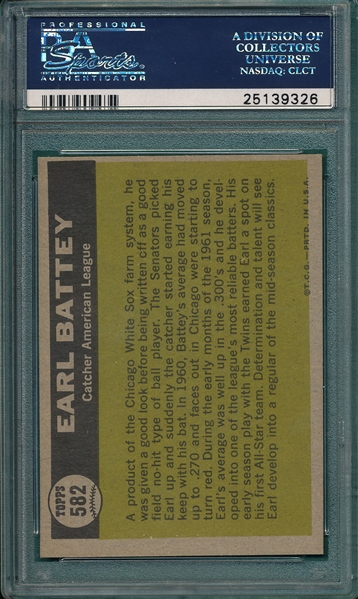 1961 Topps #582 Earl Battey, AS PSA 8 *Hi #*