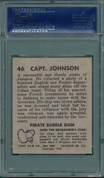 1948 Leaf Pirate Cards #46 Capt Johnson PSA 8.5