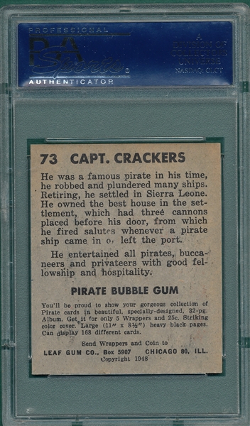 1948 Leaf Pirate Cards #73 Capt Crackers PSA 8