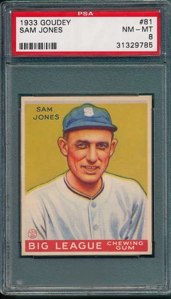 1933 Goudey #81 Sam Jones PSA 8