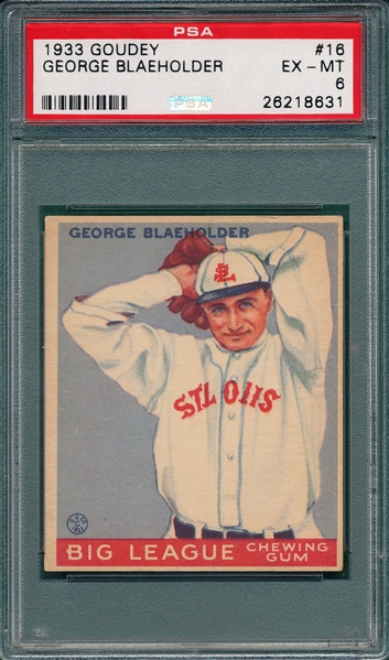 1933 Goudey #16 George Blaeholder PSA 6