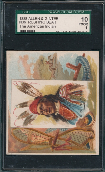 1888 N36 Rushing Bear Allen & Ginter Cigarettes SGC 10 *Strong Front*