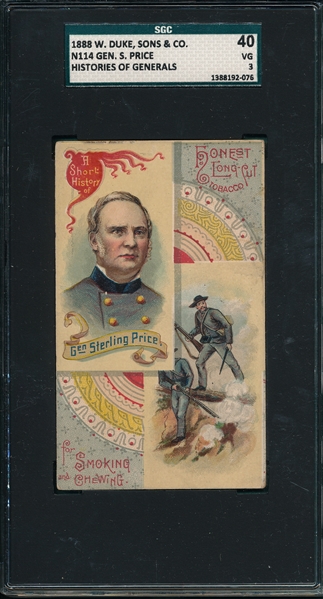 1888 N114 Gen. Sterling Price Duke, Sons & Co. SGC 40