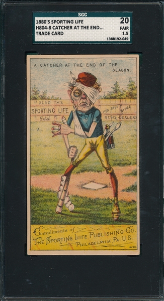 1880's H804-4, Catcher At End of Season, Sporting Life SGC 20 *Strong Front*