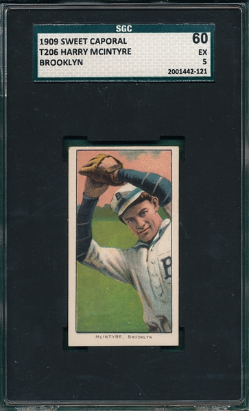 1909-1911 T206 McIntyre, Harry, Brooklyn, Sweet Caporal Cigarettes SGC 60 *Fact. 649 Overstrike*