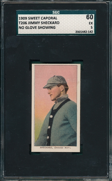 1909-1911 T206 Sheckard, No Glove, Sweet Caporal Cigarettes SGC 60 *Fact. 649 Overstrike*