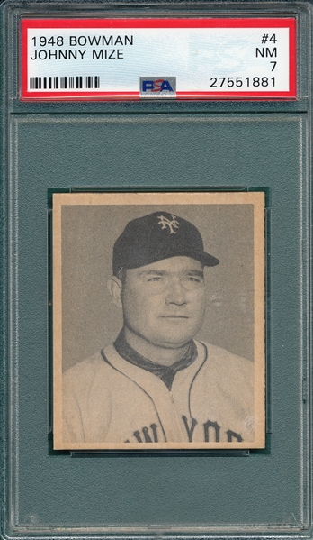 1948 Bowman #4 Johnny Mize PSA 7 