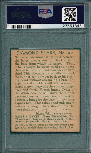 1934-36 Diamond Stars #42 Jimmy Dykes PSA 5