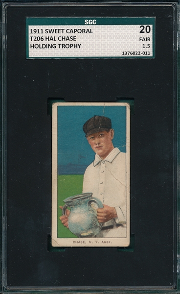 1909-1911 T206 Chase, Holding Trophy, Sweet Caporal Cigarettes SGC 20