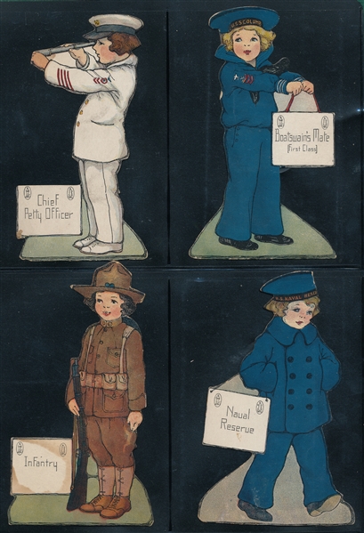 1910s Die Cuts Depicting Girls in WWI Military Occupations Lot of (8)