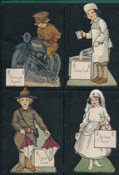 1910s Die Cuts Depicting Girls in WWI Military Occupations Lot of (8)