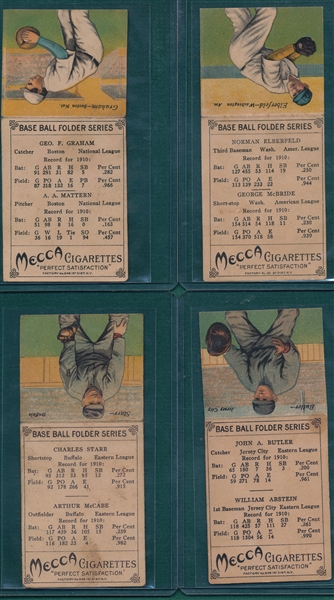 1911 T201 Mecca Double Folder Lot of (4) W/ Mattern/Graham