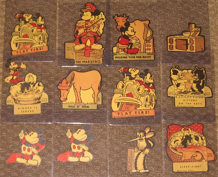 1930s Post Cereal Mickey Mouse Cut Outs, Lot of (34), Depicting Football & Baseball 