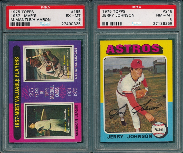 1975 Topps Lot of (18) W/ #195 Aaron/Mantle PSA