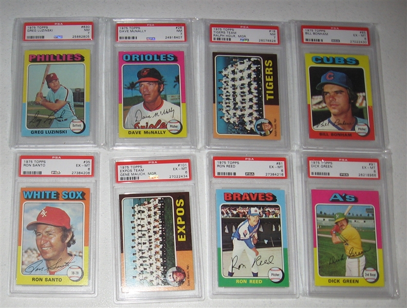 1975 Topps Lot of (18) W/ #195 Aaron/Mantle PSA