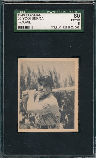 1948 Bowman #6 Yogi Berra SGC 80 *Rookie* 