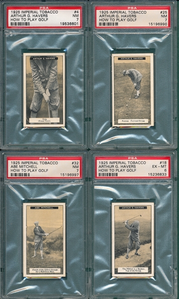 1925 Arthur G. Havers, How to Play Golf, Imperial Tobacco, Lot of (6) W/ #24 Putting, PSA 7.5