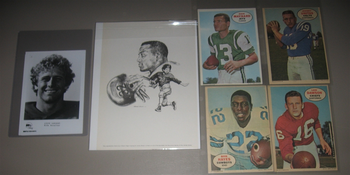 1955-73 Lot of (7) Football Items W/ Jim Brown